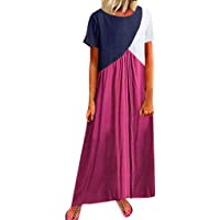 Los mejores  - Vestidos Casuales SUNNSEAN Vestido de Empalme Bicolor Casual de Verano para Mujer Vestido Largo Suelto de Manga Corta…